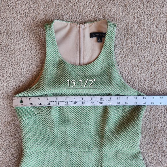 NWOT Banana Republic Green Tweed Fit Flare Dress - Picture 3 of 12